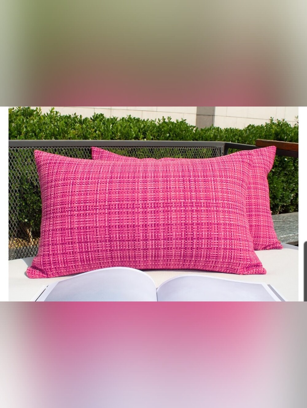 Hot Pink Textured 12x24 Lumbar Pillow Covers Set Of 2
